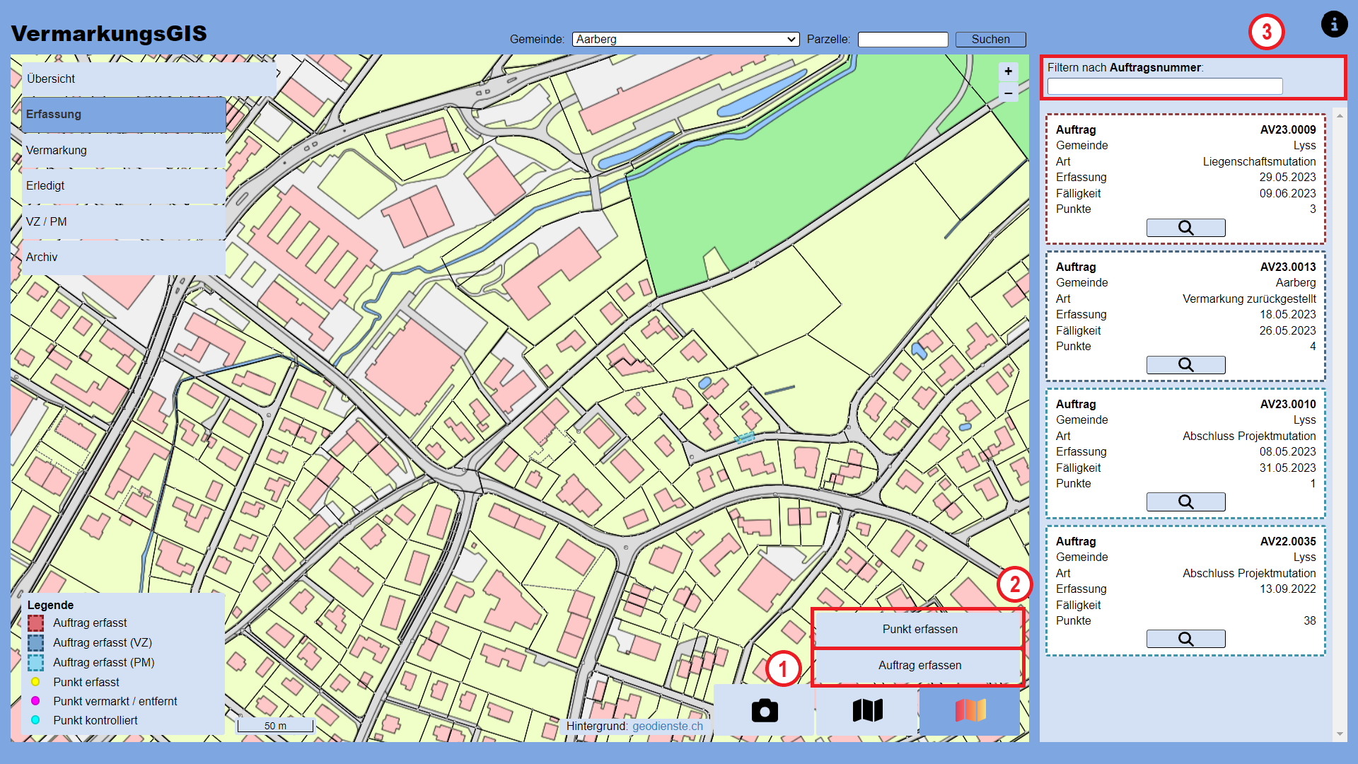 Modus Erfassung WebGIS