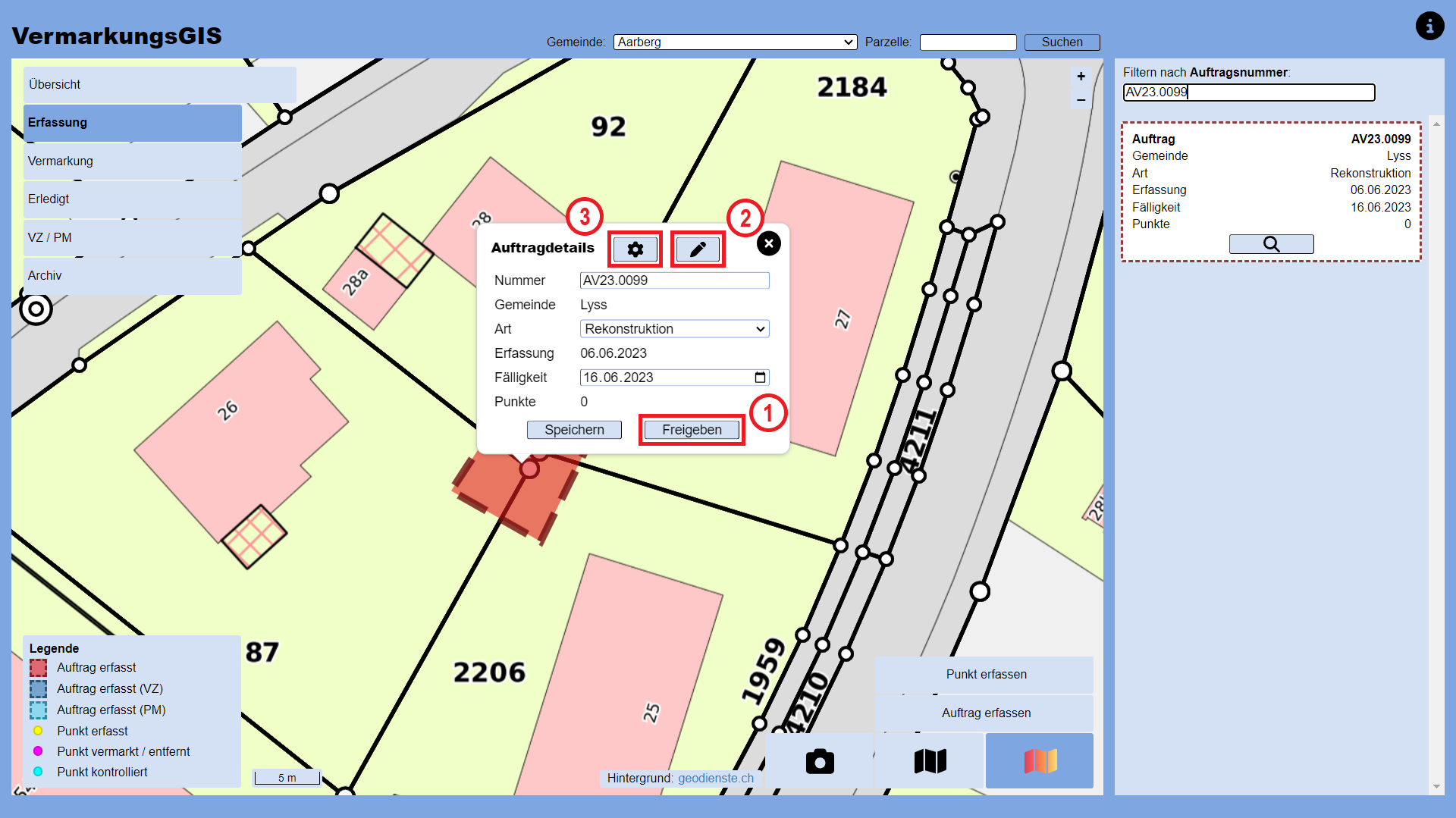 Modus Erfassung WebGIS