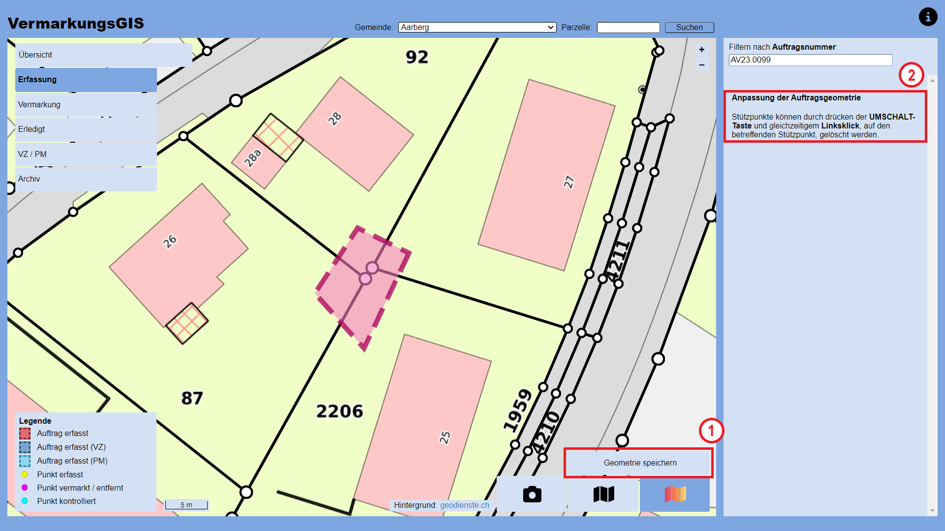 Modus Erfassung WebGIS